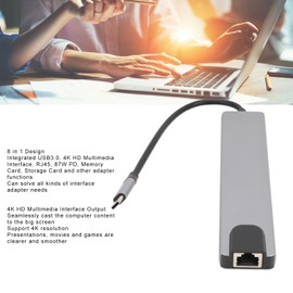 USB C Hub, 8 in 1 USB C Hub Multi Port Adapter with 4K HDMI,87W PD,USB 3.0,RJ45 Ethernet,SD TF Card Reader Docking Station Compatible with USB C Laptops and Other Type C Devices