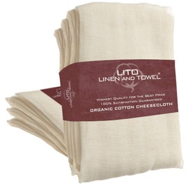 Linen and Towel Cheesecloth | Grade 50, 36 Sq Ft 100% Unbleached Organic Cotton 2 Pack Natural Color | Cheese Cloths for Straining, Pastry Cloth, Organic Cheese Cloth, Bouquet Filter Sauces & Nut Milk