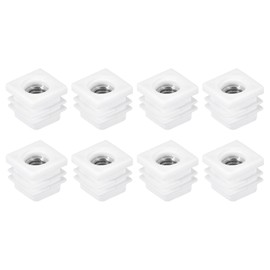QUARKZMAN Square Tubes, Pack of 16, 20 x 20 mm, PP Chair Cover with M8 Thread, Thread Insert for Furniture Feet, Adjustable Leg Plug for Chairs (White)