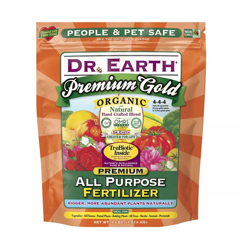 Dr. Earth 706P Premium Gold All Purpose Fertilizer, 4-4-4, 4