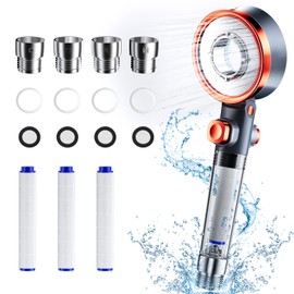 Shower Head (Increases Water Pressure), Fine Bubble, Water Saving 80%, Ultra Micro Nano Bubble, Cleaning Power, 3 Modes, Water Stop Button, Adjustable Water Flow, Lightweight, Water Saving Shower