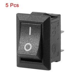 sourcing map 5PCS KCD11 AC 125V/6A 250V/3A SPST 2 Terminal 2 Position On/Off Boat Rocker Switch Black