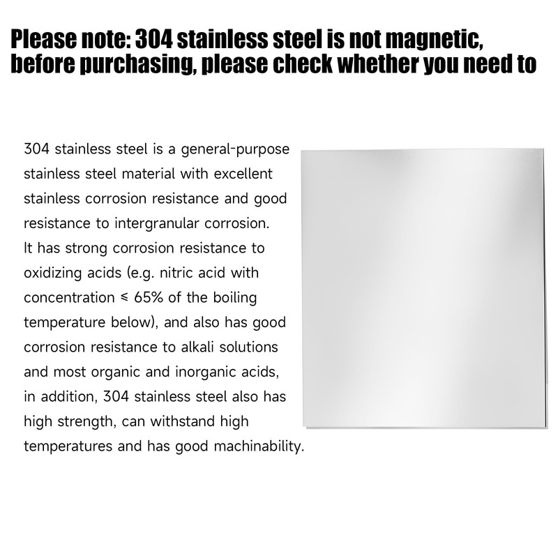 304 Stainless Steel Sheet - 12" X 8" X 1/8"