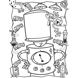 Funny Faces Coloring Sticker Book - Robots Includes 2 Pages with Over 50 Stickers 16 Pages