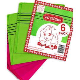 etreetowel - Mantones de baño exfoliantes asiáticos coreanos antiencogibles para toallas corporales, toallas de rayón de viscosa de primera calidad (paquete de 6)