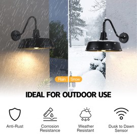 Naurham Barn Lights Outdoor Gooseneck Lighting, 15" Diameter Dusk to Dawn Exterior Lights for House, Farmhouse Lighting Fixtures with Photocell for Porch Garage (15" Diameter, 1pc)