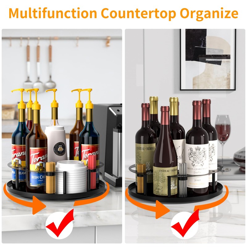 ZDDLOINP Coffee Syrup Organizer 8 Bottles, Rotating Coffee Syrup Holder