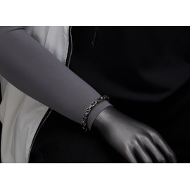 COOLSTEELANDBEYOND Mens Byzantine Bracelet Vintage Oxidized Silver-tone Steel Braided Link Chain, Rugged Biker Style, Length 8.27", Width 0.24", Metal, no gemstone