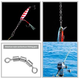 eMagTech 40PCS Fishing Swivels High Speed 3 Roller Swivels Triple Swivels Leader Lure Connector Catfish Rig Bead Chain Swivels Fishing Accessories Copper