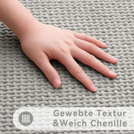 Homaxy Chenille Bathroom Rug, Soft Bath Mat, Non-Slip, Washable Bath Mat, Absorbent Bath Rug, Shower Rug for Bathroom, Shower, Bathtub - 40 x 60 cm, Light Grey