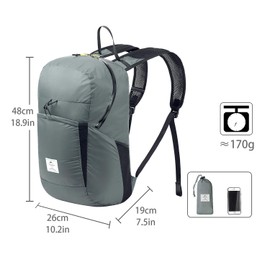 Naturehike Ultralight Foldable Waterproof Backpack by 30D Nylon Fabric Dry Bag for Hiking Camping Outdoor Travel 22L Grey