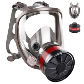 VOCITXI Full Face Respirator Mask: Reusable Full Face Gas Cover Survival Nuclear and Chemical Gas Mask with 40mm Activated Carbon Filter Dust Mask Anti Fog Against Gases Organic for Chemicals, Metals