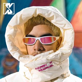 SHEEN KELLY Polarized Wrap Around Sunglasses for Men Women Futuristic Vintage Gangster Style, 2