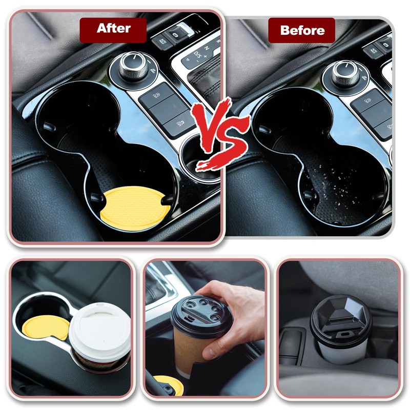 sourcing map 4pcs Car Cup Coasters Universal PVC Car Cup