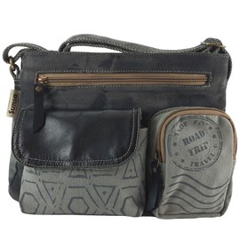 Sunsa Handtasche Damen Umhängetasche aus Canvas & Leder. Tasche in Vintage Stil. Nachhaltige Crossbody Bag-Große Kapazität mit mehreren Fächern