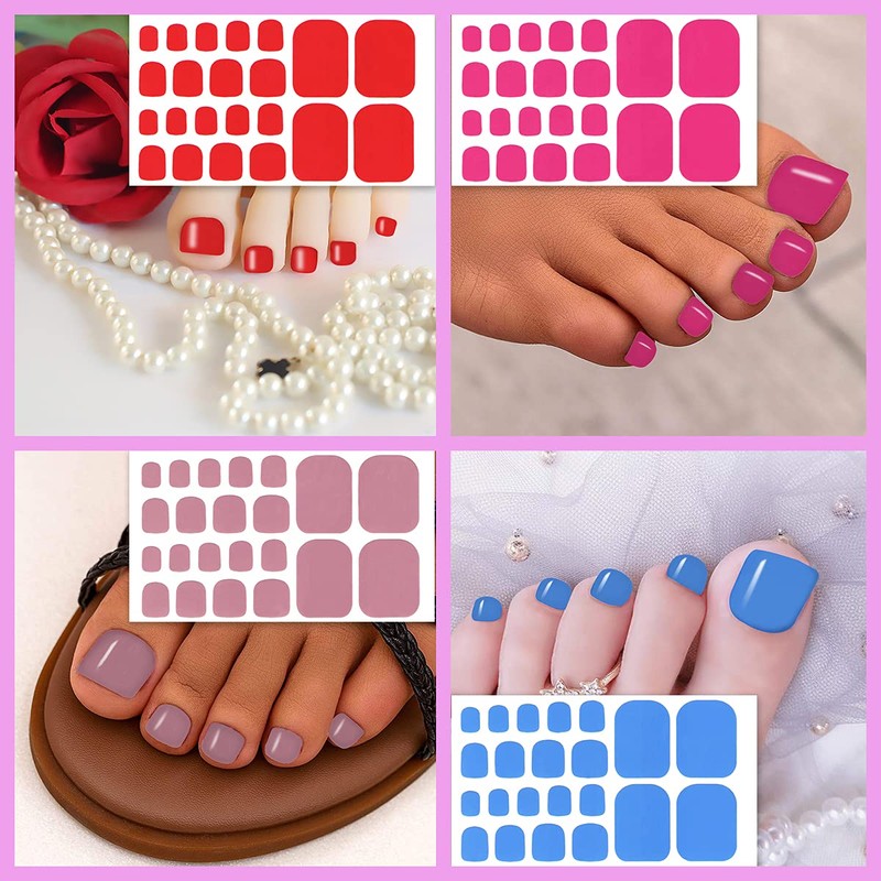 SILPECWEE 20 Sheets Toe Nail Polish Strips Glitter Solid Color