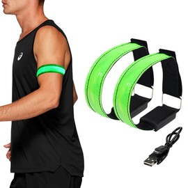 Tomedeks 2 Stück Led Armband Aufladbar, Leuchtarmbänder, Leuchtband joggen, Armband kinder für Joggen Laufen Running