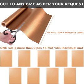 BBQ Grill Mat Roll, Cut to Size Grill Mats for Outdoor, Non-stick Accessories for Gas, Charcoal, Electric Grill, 15.75IN x 10 FT(Copper)