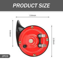 Neferta 2 PCS Car Waterproof Rustproof Snail Air Horn, 12V 300DB ABS + Metal Stereo Extra-large Volume Warning Modified Horn, Modified Replacement Accessories, Suitable for Most Cars (Red)