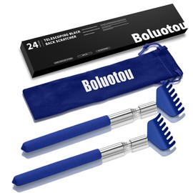 Kuvvfe 2 Pack Portable Extendable Back Scratcher, Stainless Steel Telescoping Back Scratcher with Beautiful Present Packaging(Blue)
