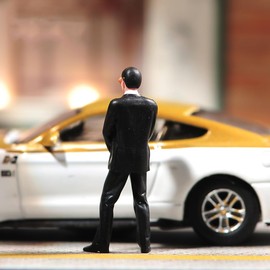 SOUFORCE 1/24 Scale Miniature Figure Old Man Learned Scholar with Black Suit Glasses Action Figure Model