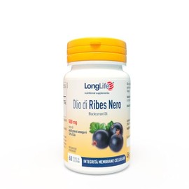 LongLife® Olio di Ribes Nero | Integratore ricco di omega-6 | Titolato al 14% in GLA | Supporto per le membrane cellulari | Fino a 2 mesi di trattamento | Senza glutine e doping free