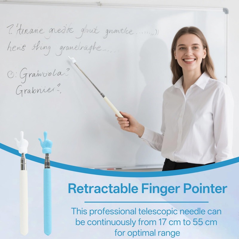 Pack of 2 Pointing Sticks, Finger Extendable, Telescopic Teacher Pointer,