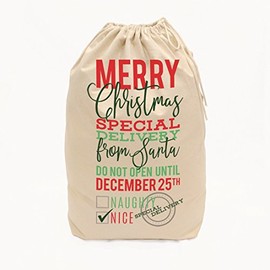 The Cotton and Canvas Co. Christmas Santa Sack for Gifts, Holiday Treats, Presents and Stocking Stuffers