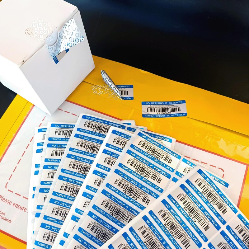 Barcode Security Labels Dumb Silver PET Warranty Void Sticker with