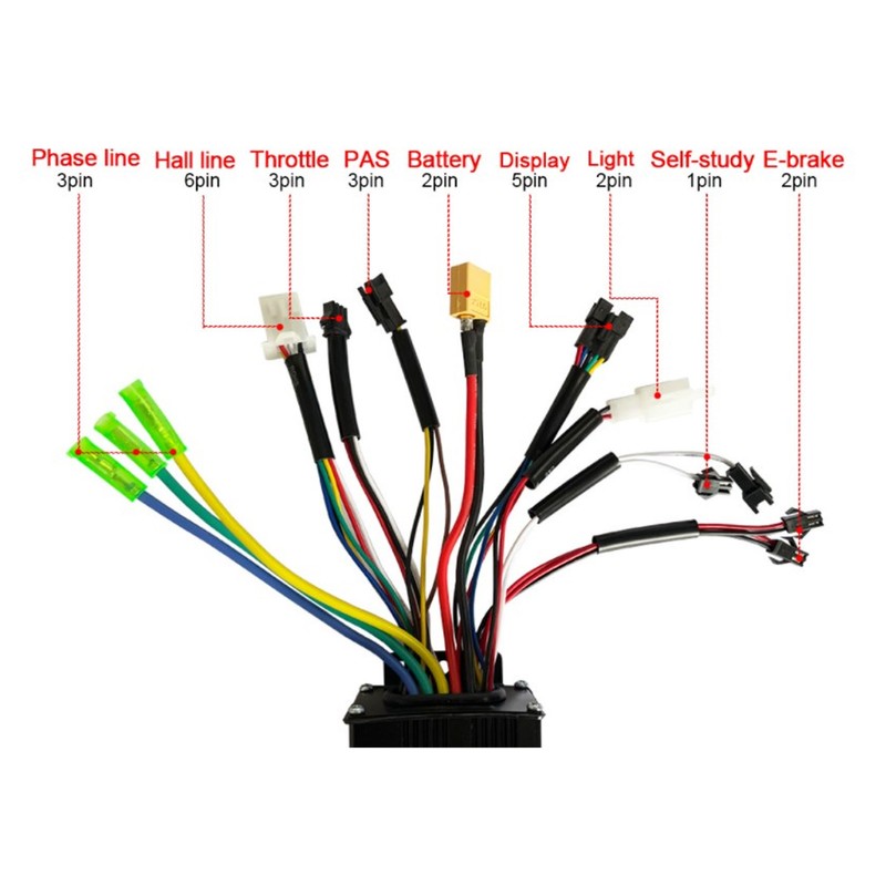 24V 36V 48V Sine Waving Controller Thumb Throttle PAS LED