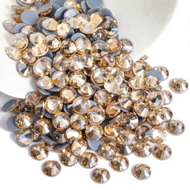 Beadsland Hotfix Rhinestones, 2880pcs Flatback Crystal Rhinestones for Crafts Clothes DIY Decorations, Golden Shadow, SS6, 1.9-2.1mm