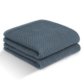 HOTUT Kitchen Dish Cloths Waffle Weave, 75×35cm Kitchen Dish Tea Towel, Ultra Soft Absorbent Quick Drying Dish Towels, Highly Absorbent for Cleaning & Quick Drying - 2 Pack/Grey