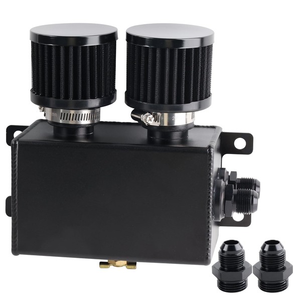 BAGARAATAN 1.2L Dual Filter Engine Oil Catch Can Tank，AN10 and