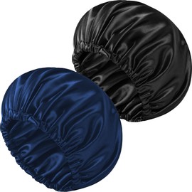 2 PCS Satin Bonnet Double Layer Sleep Hair Silk Bonnet for Sleeping Women Curly Natural Hair