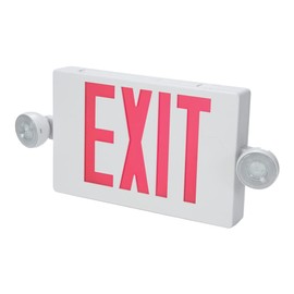 Sure-Lites APCH7R Combo Unit, Integrated Exit Sign with (2) LED Emergency Light Heads, Red