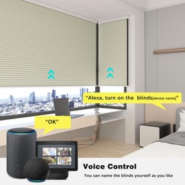 Changshade Blackout Smart Blinds Cellular Shades for Windows Doors Motorized with Remote Control, Custom Size Automatic Honeycomb Blind Electric Power Work with Alexa, Google Home, Beige