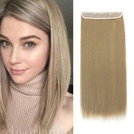 26 Inch One Piece 5 Clips Matte Material Hair Extension Straight Clip In Hairpiece Synthetic For Women Beauty, Ash Blonde
