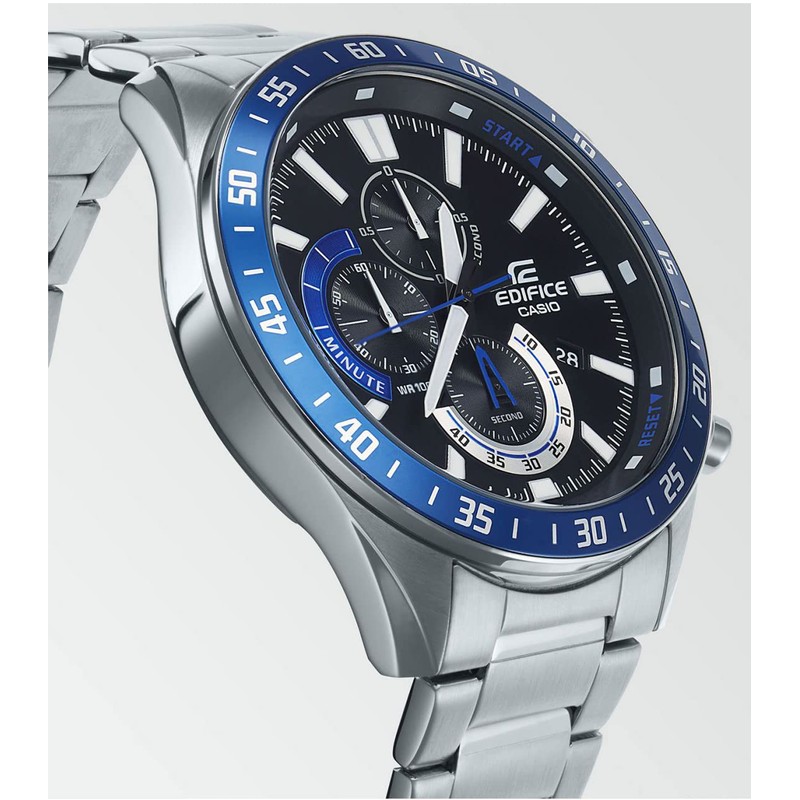 Casio Men's Chronograph Quartz Watch Edifice, silver/blue, Sports