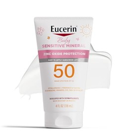 Eucerin Sun Sensitive Mineral Baby Sunscreen SPF 50, Sunscreen Lotion With Zinc Oxide Protection, 4 Fl Oz Tube