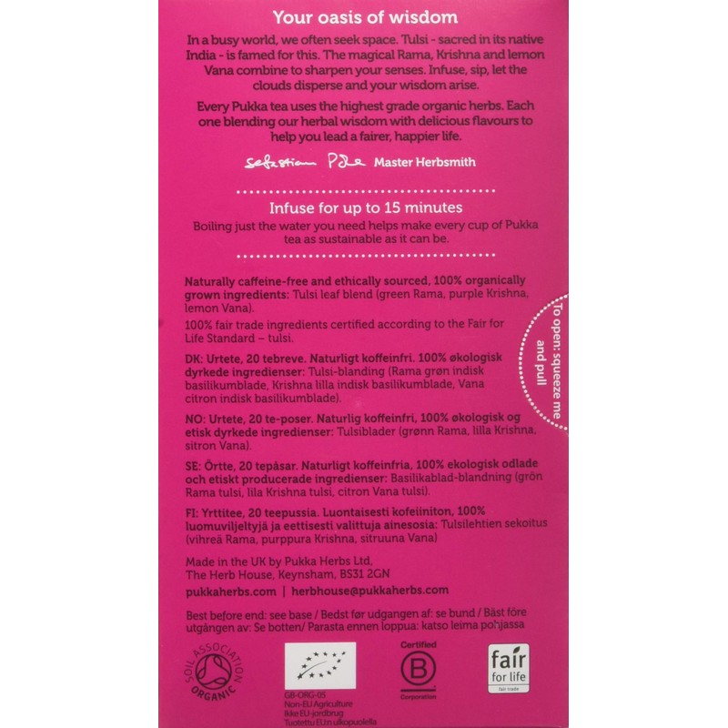 Pukka Organic Three Tulsi Herbal Tea 20 Teabags
