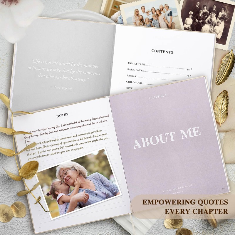 Lanpn Grandparents Life Story Journal Book with Prompts, Linen Legacy