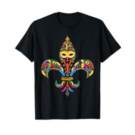 Fleur de Lis & Mardi Gras Mask New Orleans Souvenir T Shirt T-Shirt