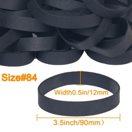 Foshine Tactical Rubber Bands Size #84,Elastic Band Black 50Pcs Heavy Duty Wide For Office Home Supplies (3-1/2" x 1/2'')