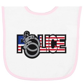 inktastic Police Logo Handcuffs Baby Terry Cloth Bib White and Pink 31b2