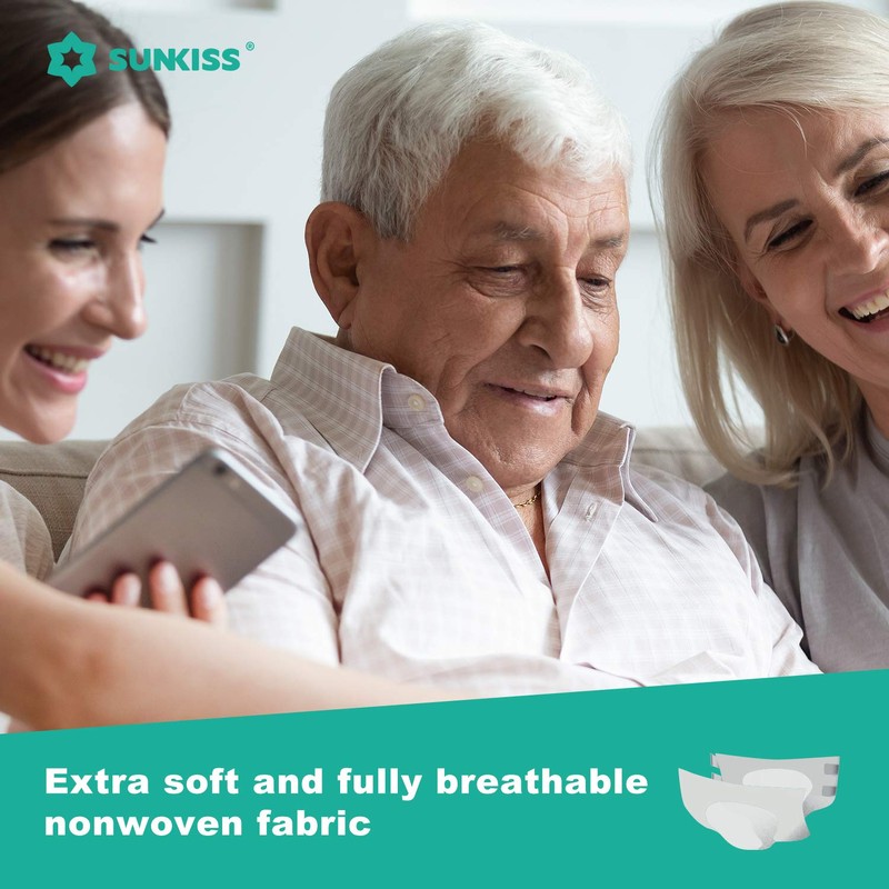 SUNKISS TrustPlus Adult Diapers with Maximum Absorbency, Disposable Incontinence Briefs
