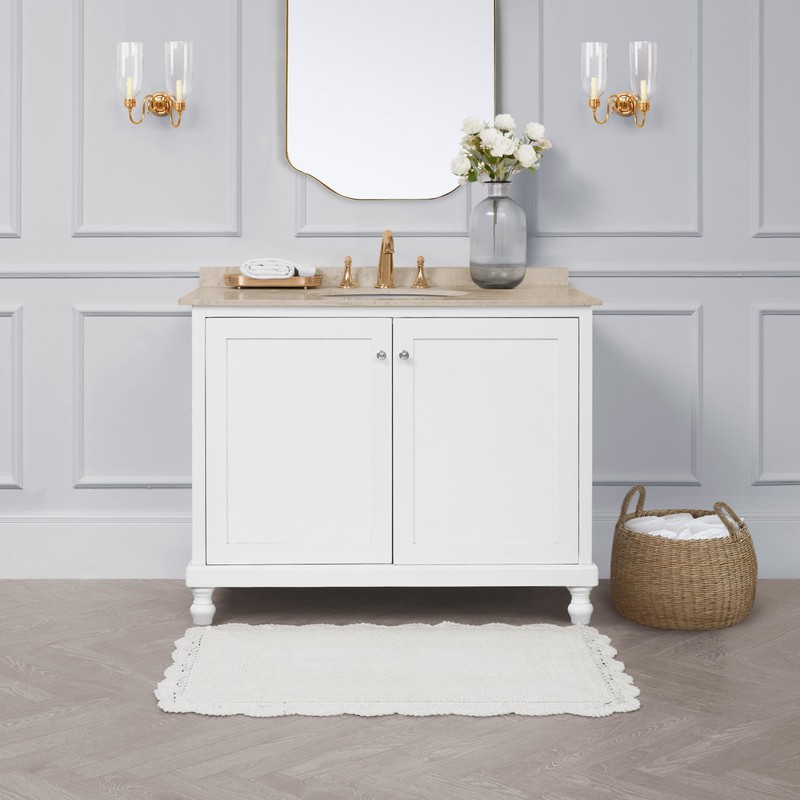 Laura Ashley Cotton Bath Rug, White, 21x34 in