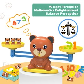 REMOKING 83 Pcs Balance Math Toys for Kids,Early Education Toys for Counting Numbers,Mathematical Teaching Tool with Bears&Cards, Preschool Gift Toys for 3,4,5,6,7,8 Years Old Boys,Girls