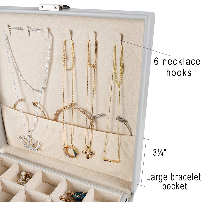 Frebeauty Earring Organizer Classic Jewelry Box 50 Slots Double Layer