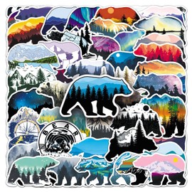Wild Grizzly Bear Stickers Pack of 50 Waterproof Cute Animal Stickers for Laptop Car Phone Motorcycle Skateboard Scrapbook Suitcase Luggage Vinyl Funny Cartoon Bear Sticker for Girls Teenagers