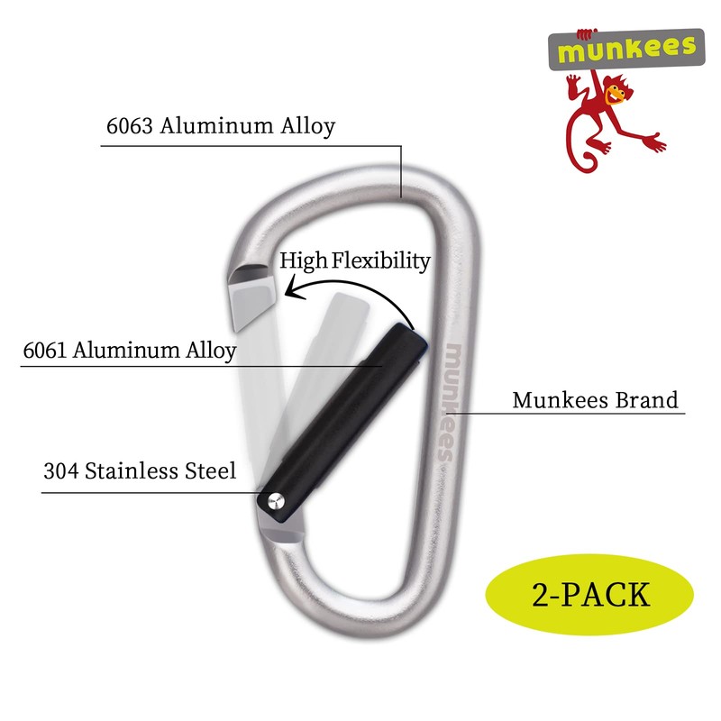 munkees Mosquetón en forma de D para llavero con hebilla